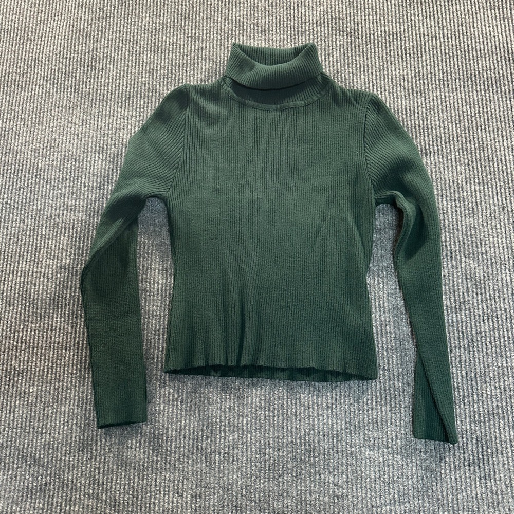 Jon & Anna Womens Contemporary Turtleneck XL Dark Green Ribbed Knit Sweater